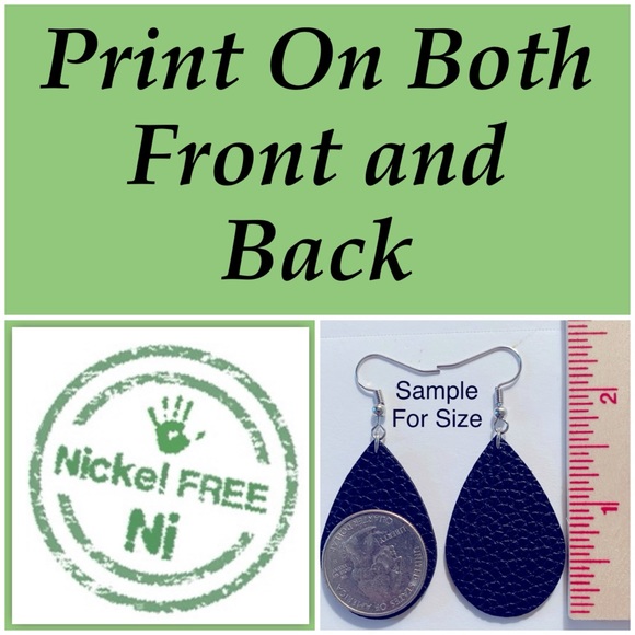 Mini Faux Leather Teardrop Earrings Dark Pink White Stars - Picture 3 of 3